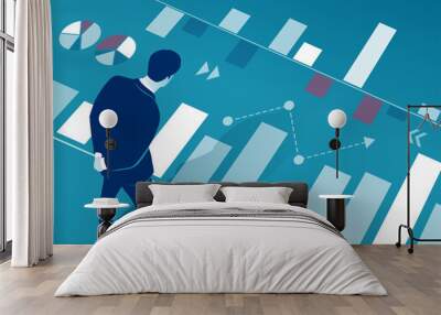 The manager analyzes business chart. Business concept vector illustration. Wall mural