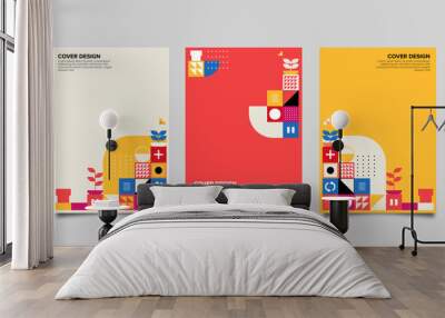 book cover design template, playful shape with nice color Wall mural