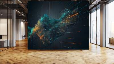 An ai-generated visualization of the data in the form of a graph/chart, big data, stock trading Wall mural