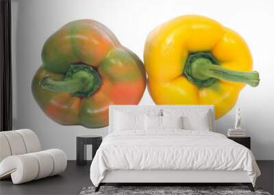 Two ripe organic peppers isolated on white background Wall mural