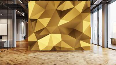 Abstract geometric gold color background, polygon, low poly pattern. 3d rendering illustration. Wall mural