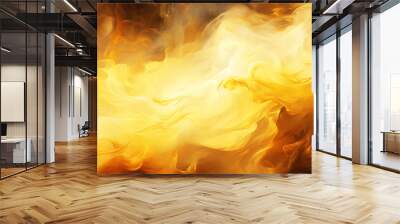 Abstract gold wavy pattern, smoke fire texture, 3D illustration. Wall mural