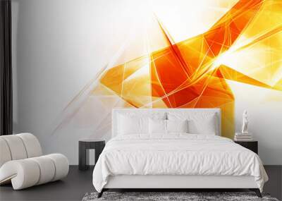 Technology abstract fractal lines background with low poly pattern, yellow orange and white color.	 Wall mural