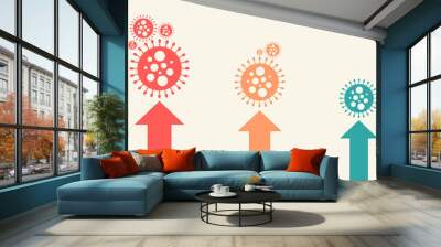 Covid 19 virus timeline with 3 chart level on background Wall mural