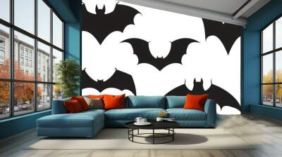 silhouette bat on transparent background, halloween bat, vector design Wall mural