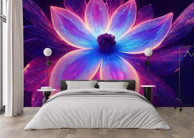 Colorful flower in Neon colors. Neon abstract background. Multicolor floral background. Neon flower backdrop Wall mural