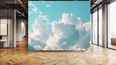 Abstract white cloud and blue sky in sunny day texture background. Wall mural