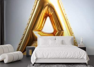 Foil golden balloon letter A isolated on white background. Wall mural