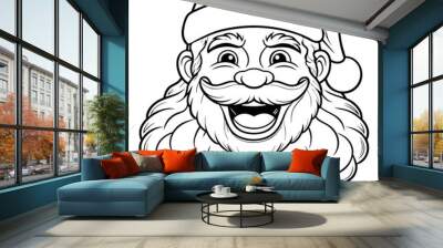 Santa face line art design on white background Wall mural