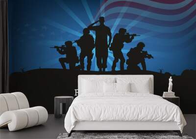 Armed forces day in United States of America and  Waving United States Flag. Celebrated in the United States to honor the services of all forces for the country vector  design. Wall mural