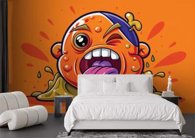 monster emoji face background, illustration, vector Wall mural