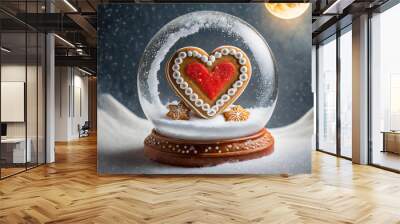 Heart in a snow globe Wall mural