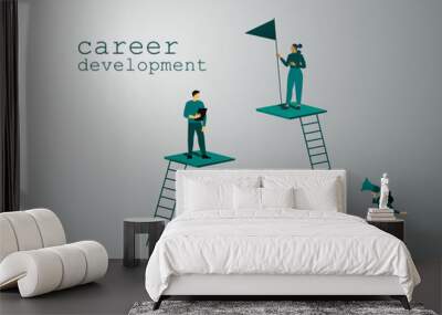 Career Development vector illustration. Mentorship, upskills and self development strategy flat style design business concept. Wall mural