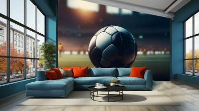 The ball on the football field close-up. World Championship, sports games Wall mural