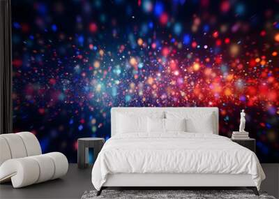 abstract background with bokeh light blue red purple colorful gradient background, AI generate Wall mural