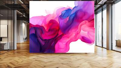 abstract watercolor splashes Paint splash, Abstract blue and pink paint watercolor splashes element for design, isolated on white and transparent background, ai generate Wall mural