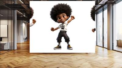 Group of 3D cartoon character cute student kids boy dancing have fun, isolated on white and transparent background, ai generate Wall mural