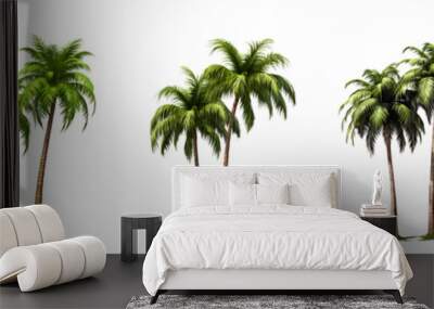 Set of Coconut palm tree isolated on white and transparent background, ai generate Wall mural