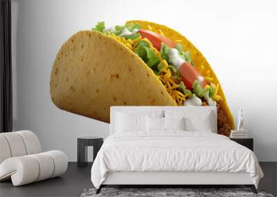 taco mexican tortilla wrap with chicken isolated on white background, image ai generate Wall mural