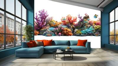 Tropical coral reef with sea fish, beautiful underwater world idea concept, isolated on white transparent background, ai generate Wall mural