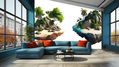 Tropical island with trees Travel summer holiday vacation idea concept, isolated on white background, image ai generate Wall mural