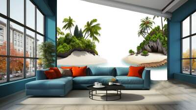 Tropical island with trees Travel summer holiday vacation idea concept, isolated on white background, image ai generate Wall mural