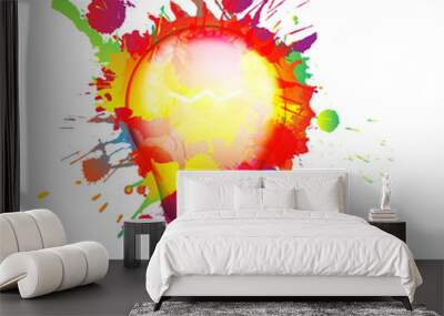 Light bulb made of colorful grunge splashes. Creativity concept Wall mural