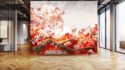 sakura branch blooming Wall mural