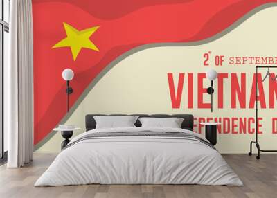 Vietnam happy independence day 2nd of September national holiday with a waving flag element design vector illustration. Wall mural