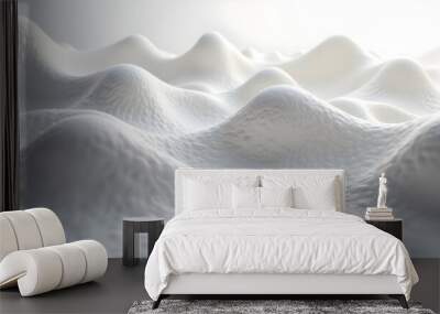 White abstract sculpture with organic, flowing shapes，a light  background Wall mural