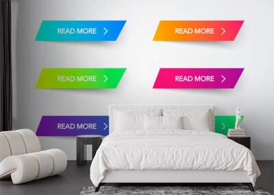 Read More colorful button set on white background. Flat line gradient button collection. Vector web element Wall mural