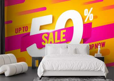 Vector Illustration 50 Percent Off Sale Banner. Modern And Dynamic Look. Wall mural