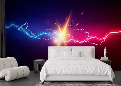 Vector Illustration Abstract Electric Lightning. Concept For Battle, Confrontation Or Fight Wall mural