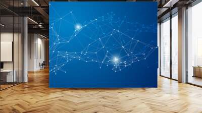 Vector illustration blue media social network connetction communication background Wall mural