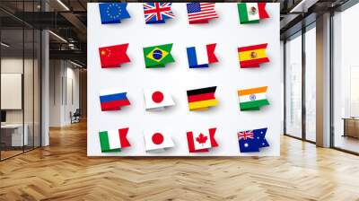 Vector Illustration Different Flags of the World Set. Wall mural