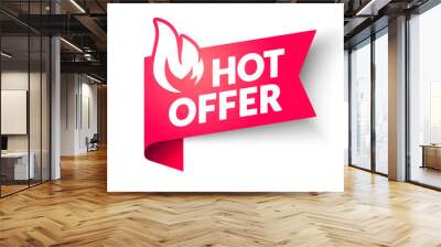 Vector illustration Hot Sale Price Offer Banner. Hot Deal Label Template With Flame.  Wall mural