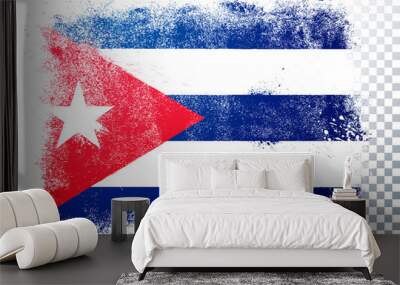 Vector Illustration isolated flag of cuba in grunge texture style. Wall mural