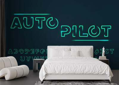 Vector Illustration Modern Futuristic Outline Typography. Cyber Technology Font. Wall mural