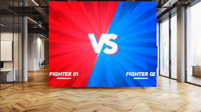 Vector Illustration Versus screen. Vs Fight background for battle, competition and game. red vs blue fighter. Wall mural