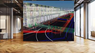 The BIM model of the of civil infrastructure object  of wireframe view Wall mural