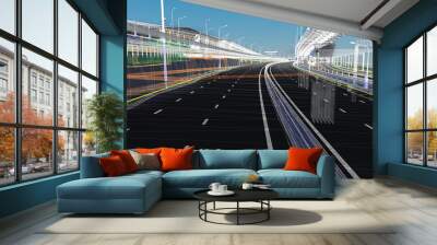 The BIM model of the of transportation infrastructure object of wireframe view Wall mural