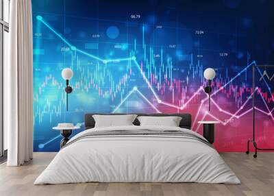 2d rendering Stock market online business concept. business Graph, financial stock market graph illustration ,concept of business investment and stock future trading Wall mural