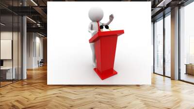 3d human speaking from a tribune. 3d illustration. Wall mural