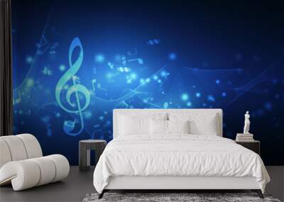 Abstract Colorful music background with notes, Music Party Background Wall mural