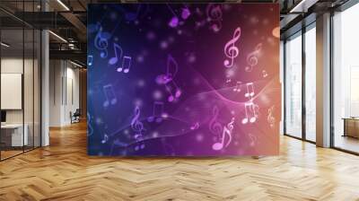 Abstract Colorful music background with notes Wall mural