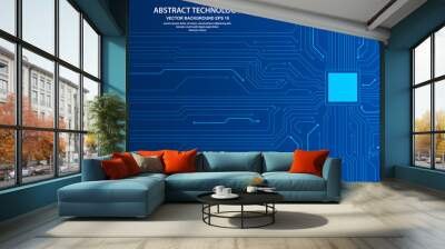 Abstract futuristic circuit board Illustration, high computer technology dark blue color background. Hi-tech digital technology concept. vector illustration Wall mural