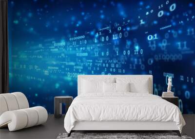 Binary code abstract technology background. Big data. Coding or hacker concept. Binary code. Computer technologies Wall mural