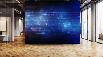 Binary Code Background, Digital Abstract technology background, flowing number one and zero text in binary code format in technology background. Digital Abstract technology background, futuristic back Wall mural