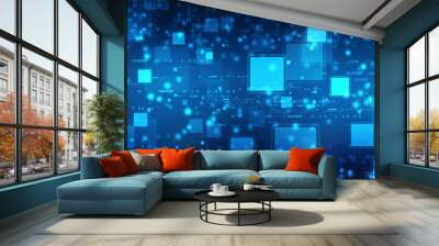 Binary Code Background, Digital Abstract technology background Wall mural