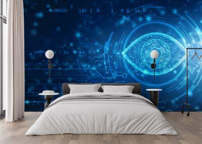 Biometric screening eye, Digital eye, Security concept, cyber security Concept, Technology Concept background Wall mural